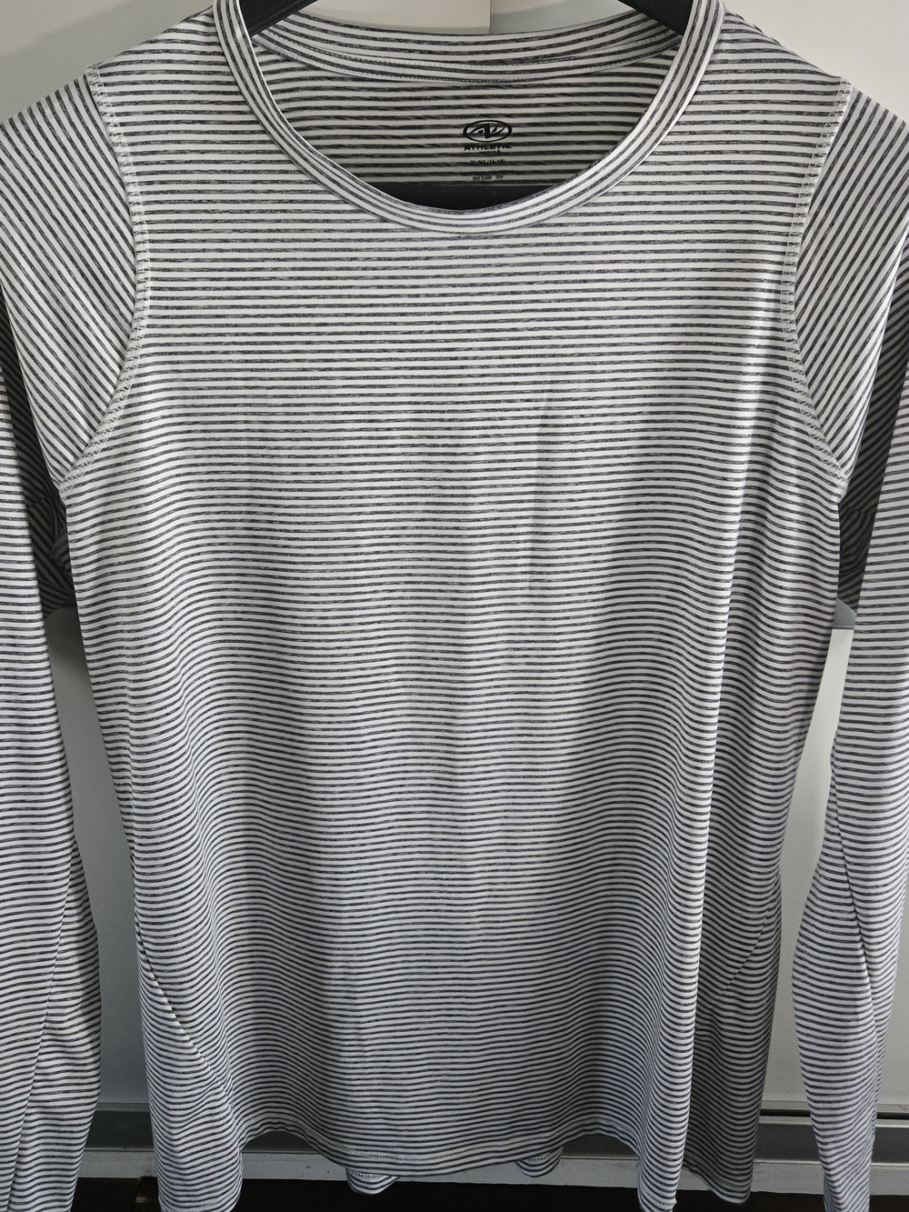 Athletic Works Black and White Striped Long Sleeve Shirt